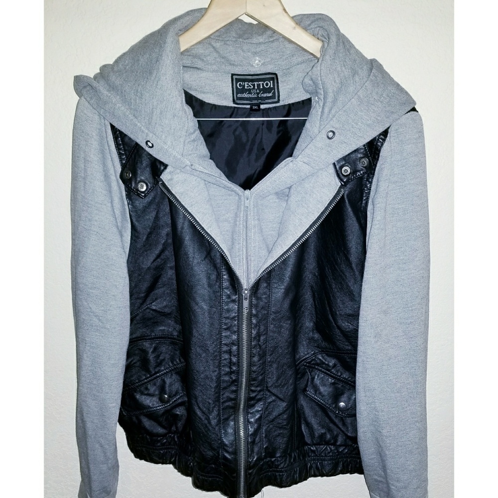 Black Pleather Bomber Jacket